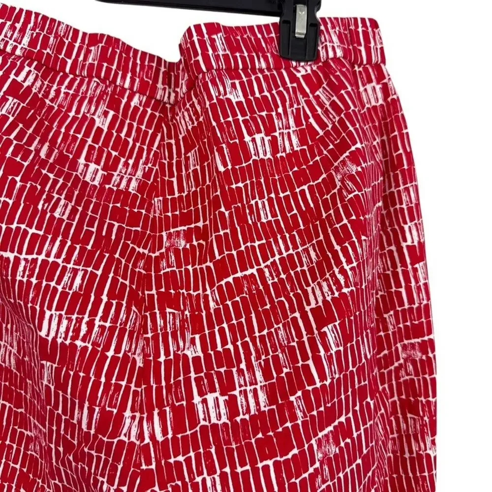 Susan Graver Womens Red White Zip Fly Stretch Elastic Waist Pants Printed 18 W - Picture 13 of 16